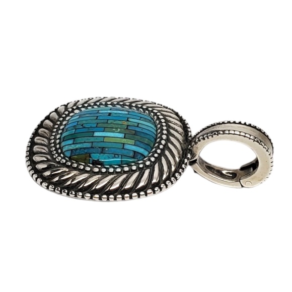 Carolyn Pollack Sterling Silver Turquoise Inlaid Pendant/Enhancer #17103 - Picture 6 of 10